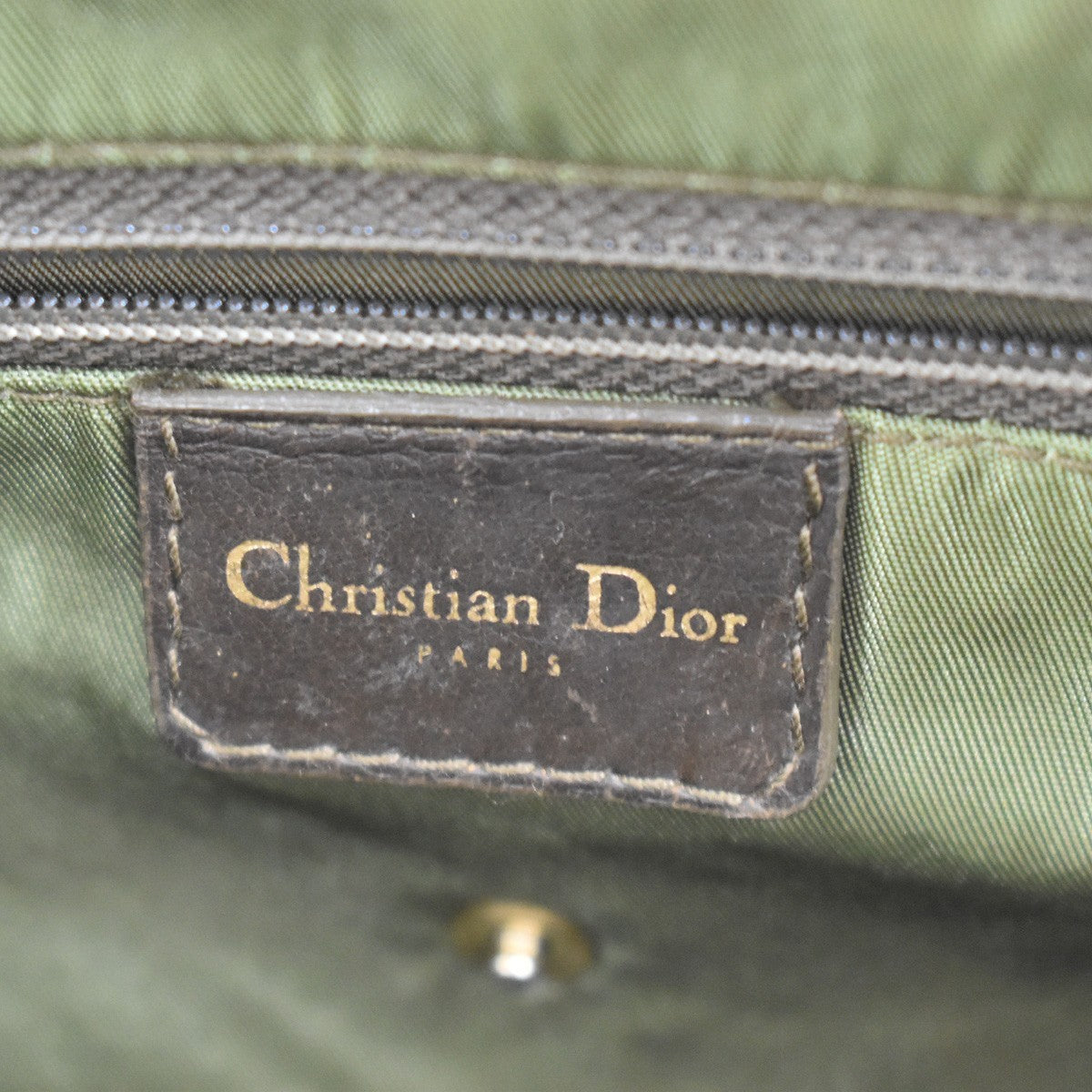 Christian Dior Vintage Saddle Bowler Camouflage Printed Pixelated Leather, Khaki, Canvas, Handbag