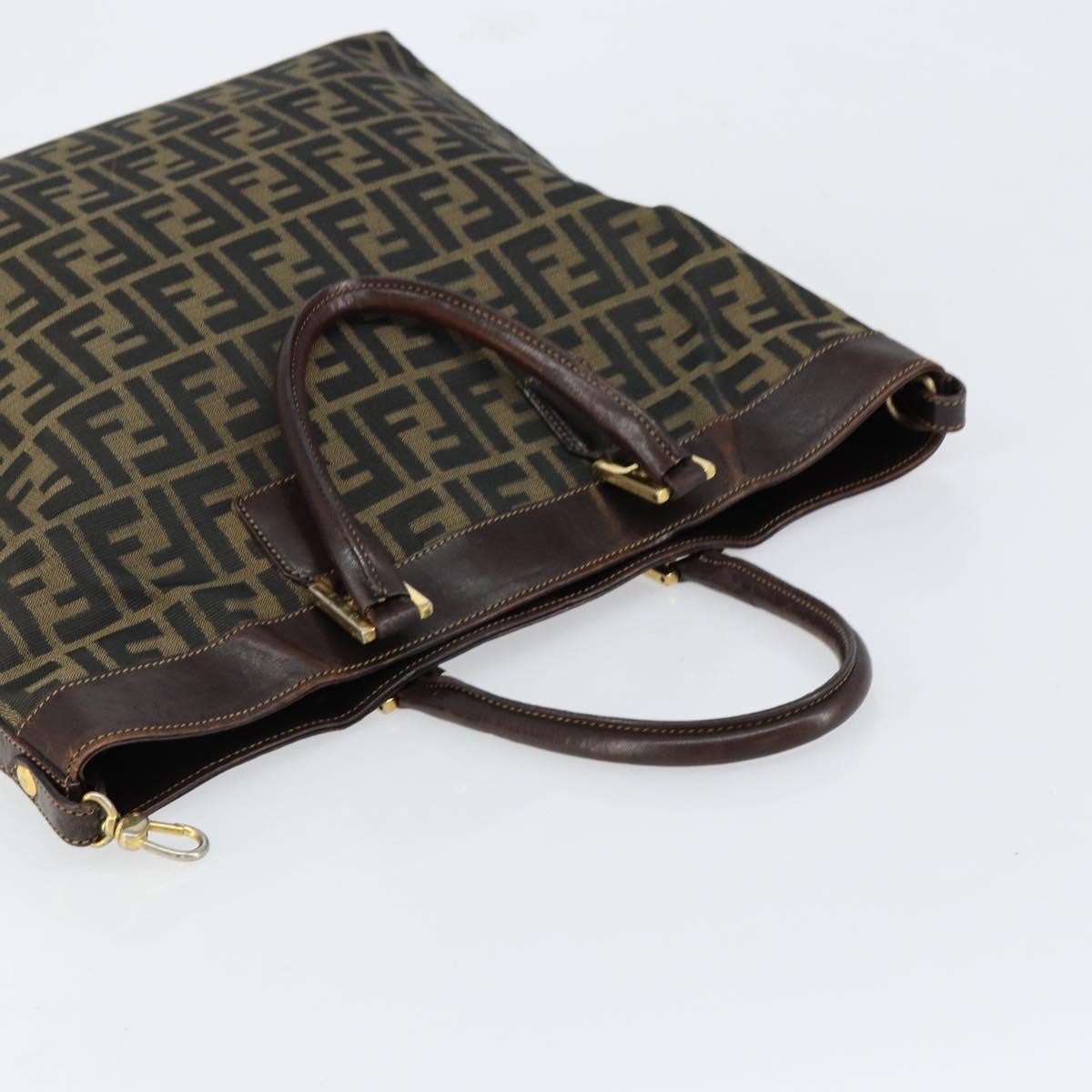 Fendi Vintage Zip Tote Zucca Canvas, Brown, Canvas, Tote Bag