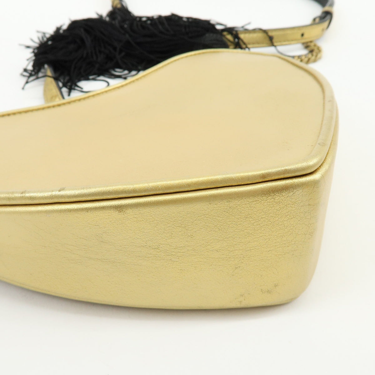 Saint Laurent Love Heart Tassel Chain Leather, Gold, Leather, Handbag