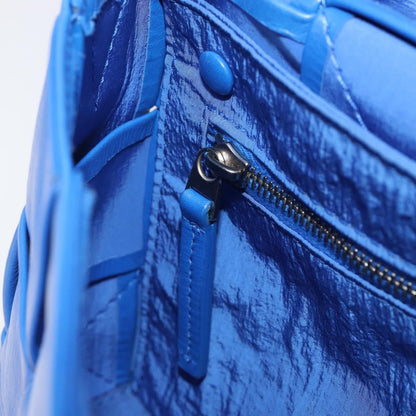 Bottega Veneta Cassette Maxi Intrecciato Leather, Blue, Leather, Crossbody Bag