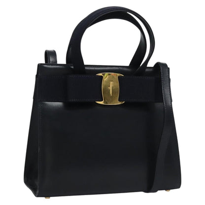 Salvatore Ferragamo Convertible Vara Bow Tote Leather, Navy, Leather, Handbag