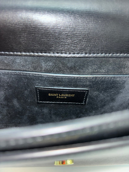 Saint Laurent Sunset Top Handle Chain Leather, Black, Leather, Handbag