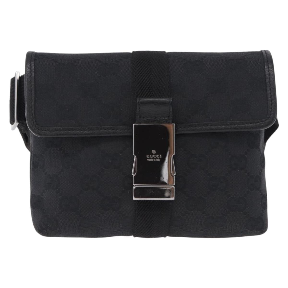 Gucci Buckle Waist GG Canvas and leather, Black, Canvas, Clutch