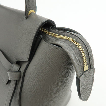 Celine Belt Textured Leather, Gray, Calfskin, Handbag