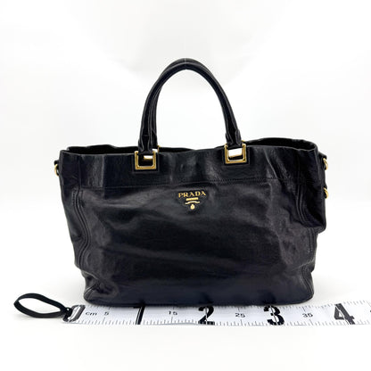 Prada Vitello Daino Leather, Black, Leather, Shoulder Bag