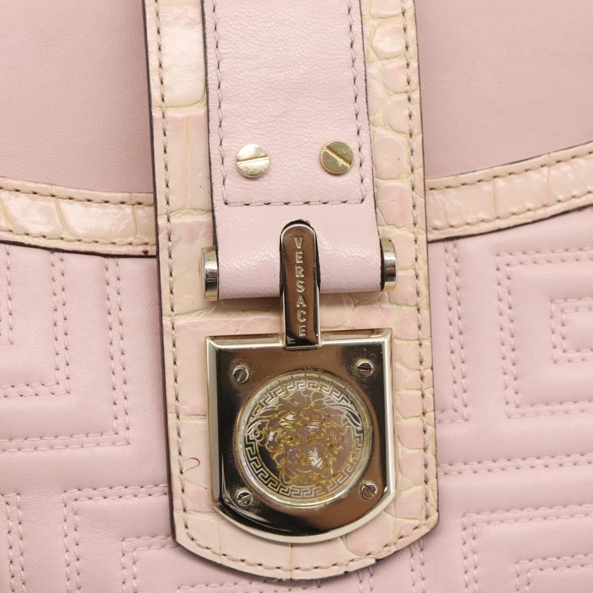 Versace Vintage Tote Leather, Pink, Leather, Tote Bag