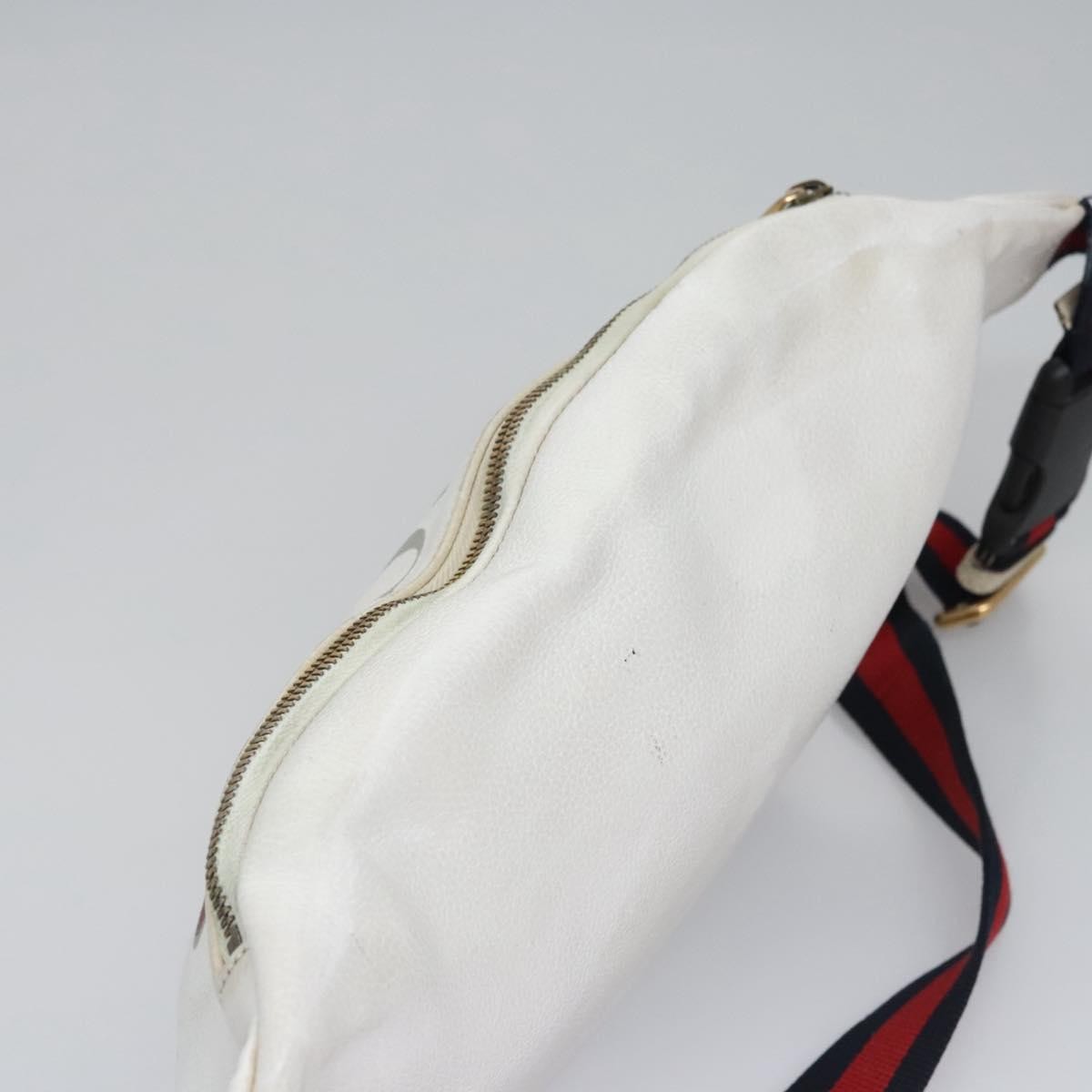 Gucci Logo Belt Leather with Enamel Buckle, White, Leather, Belt
