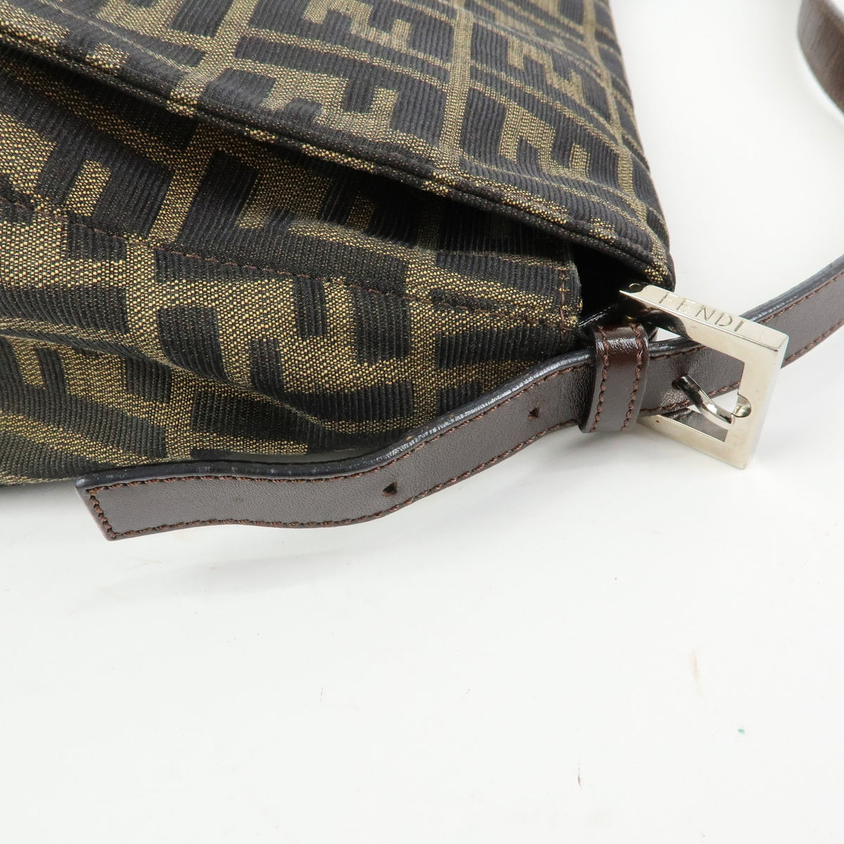 Fendi Zucchino Mamma Baguette Canvas, Brown, Canvas, Shoulder Bag