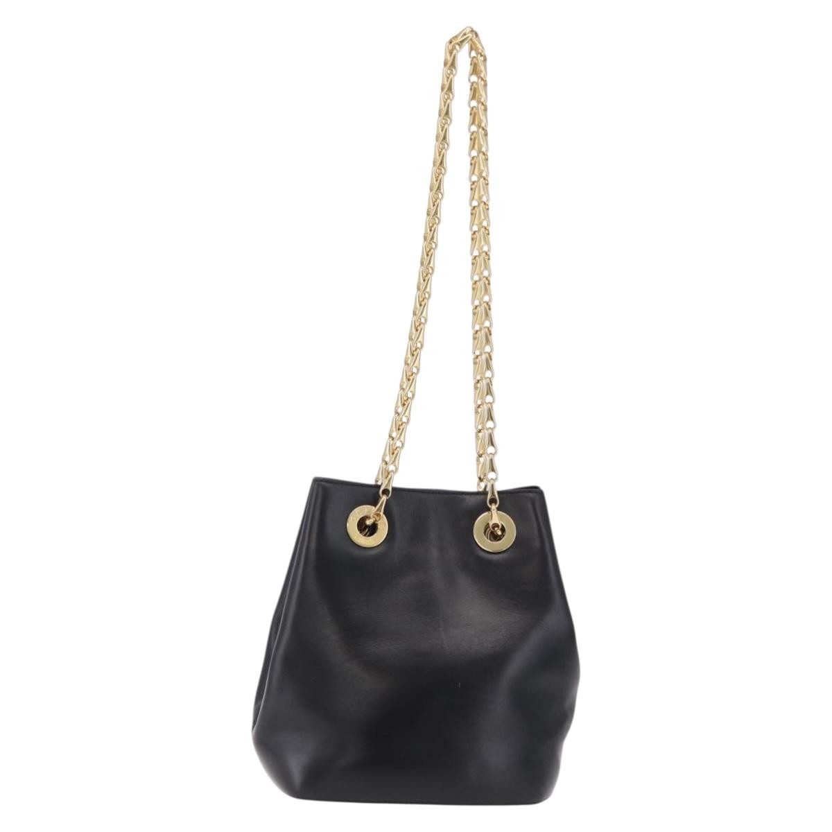 Celine Shoulder Leather, Black, Leather, Shoulder Bag