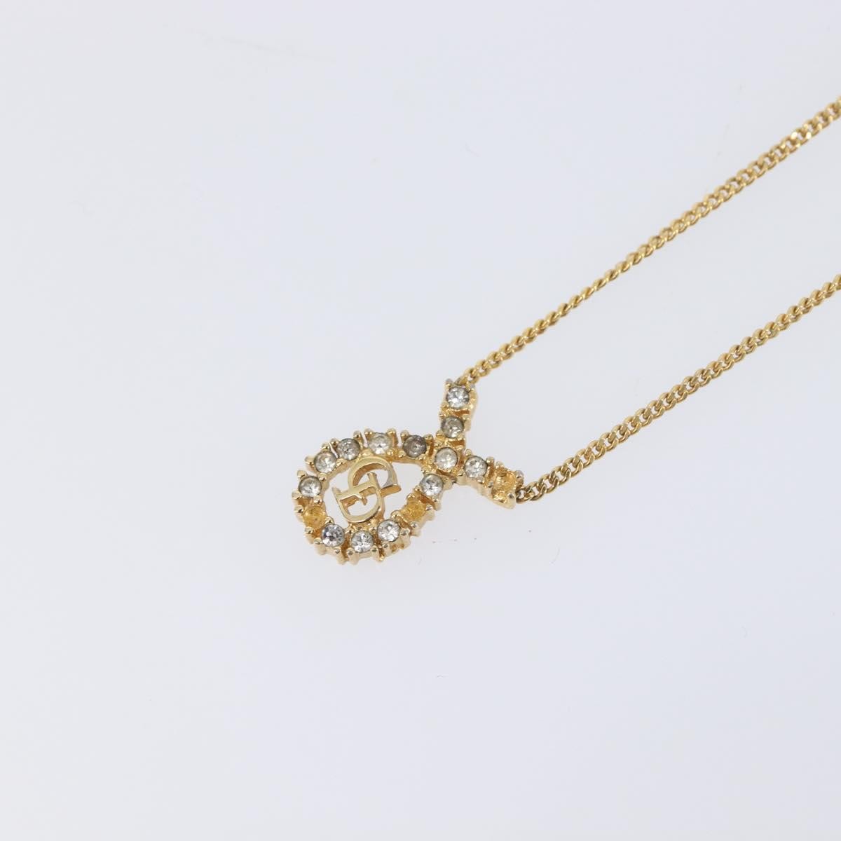 Christian Dior Vintage Logo Pendant Metal, Gold, Metal, Necklace