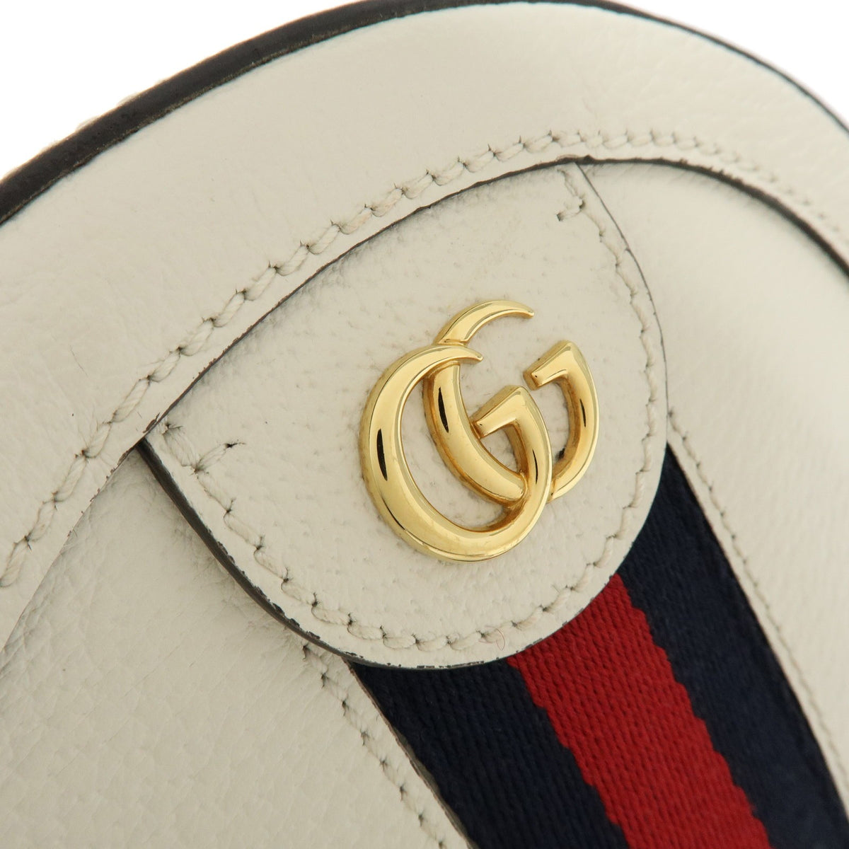 Gucci Ophidia Round Leather, White, Leather, Shoulder Bag