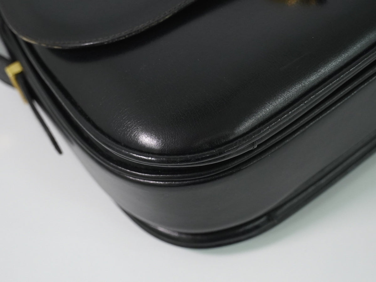 Celine Shoulder Leather, Black, Leather, Shoulder Bag
