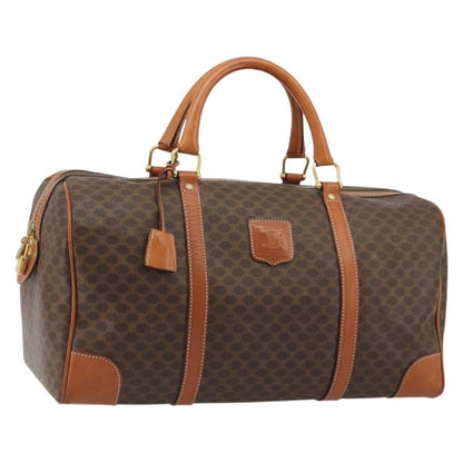 Celine Vintage Duffle Macadam Coated Canvas, Brown, Canvas, Handbag