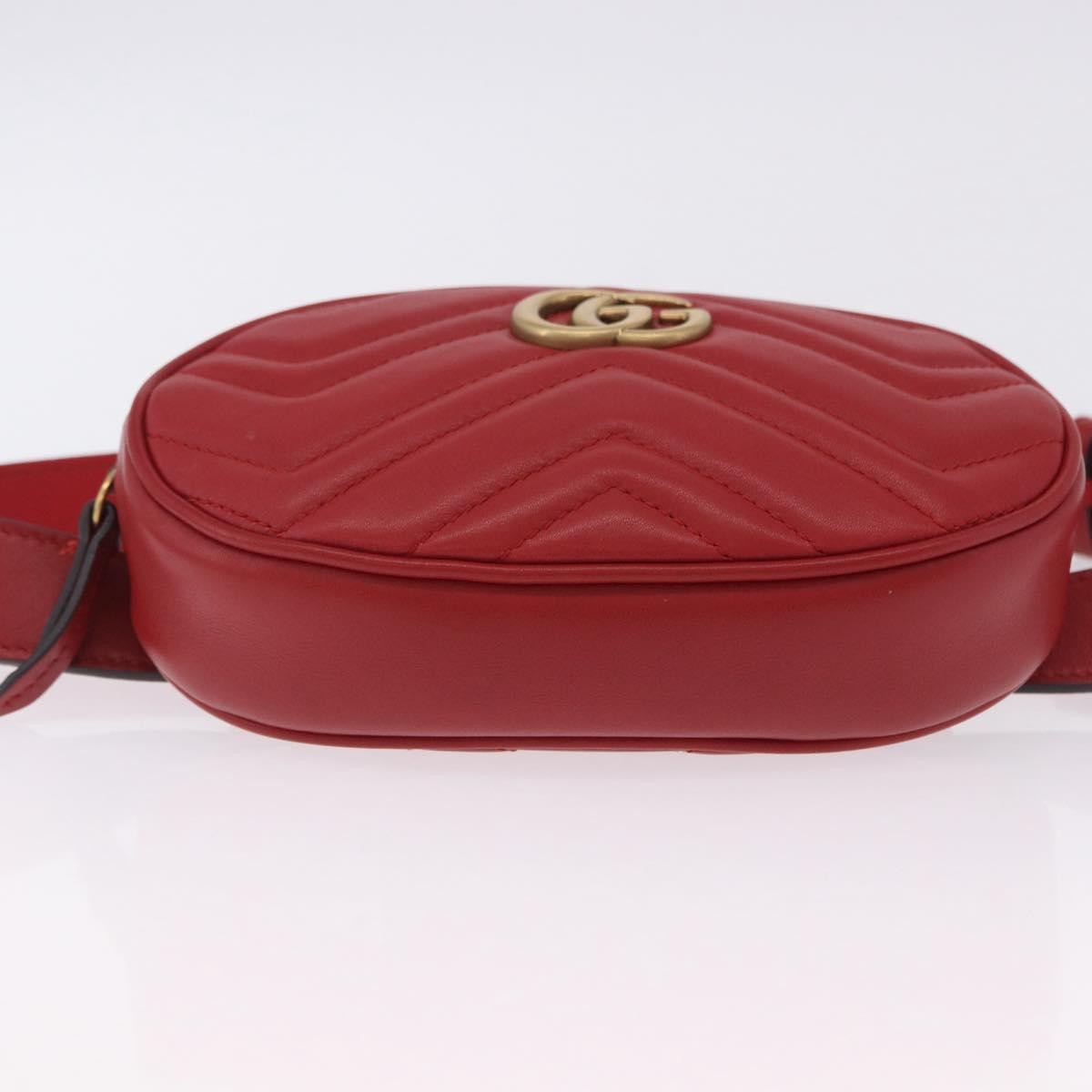 Gucci GG Marmont Belt Matelasse Leather, Red, Leather, Handbag