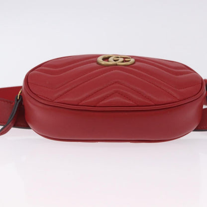 Gucci GG Marmont Belt Matelasse Leather, Red, Leather, Handbag