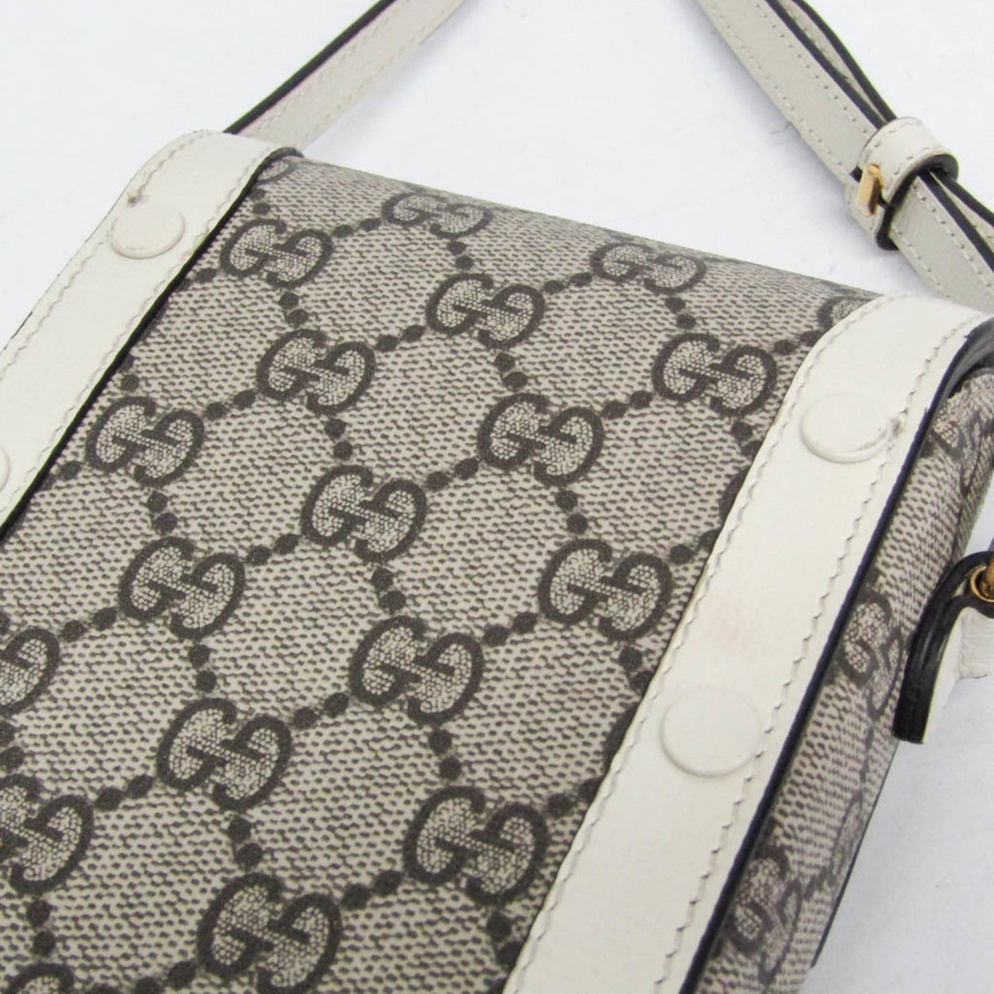 Gucci Horsebit 1955 GG Coated Canvas with Leather, Beige, Canvas, Crossbody Bag
