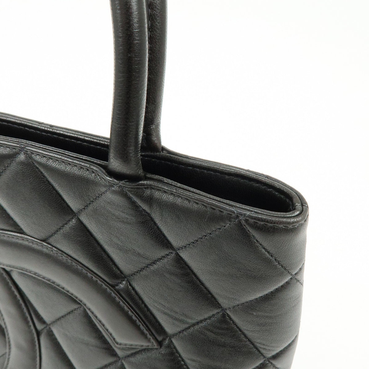 Chanel Medallion Quilted Caviar, Black, Calfskin, Tote Bag