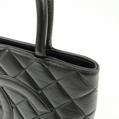 Chanel Medallion Quilted Caviar, Black, Calfskin, Tote Bag