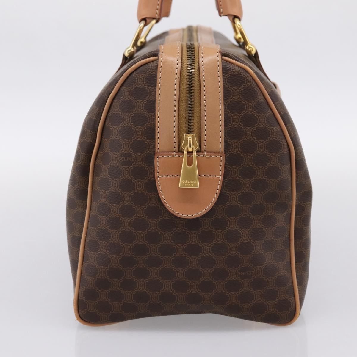 Celine Vintage Macadam Boston Canvas and Leather, Brown, PVC, Handbag