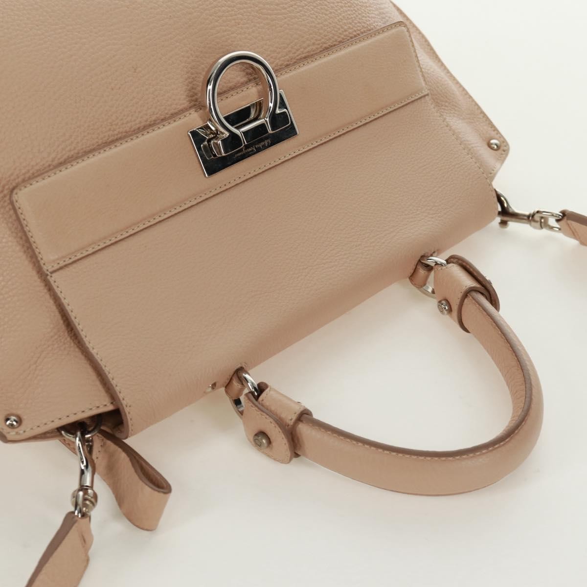 Salvatore Ferragamo Sofia Satchel Grainy Leather, Beige, Leather, Handbag