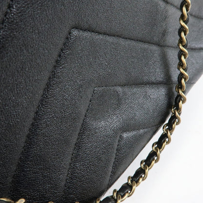 Chanel Camera Chevron Lambskin, Black, Leather, Handbag