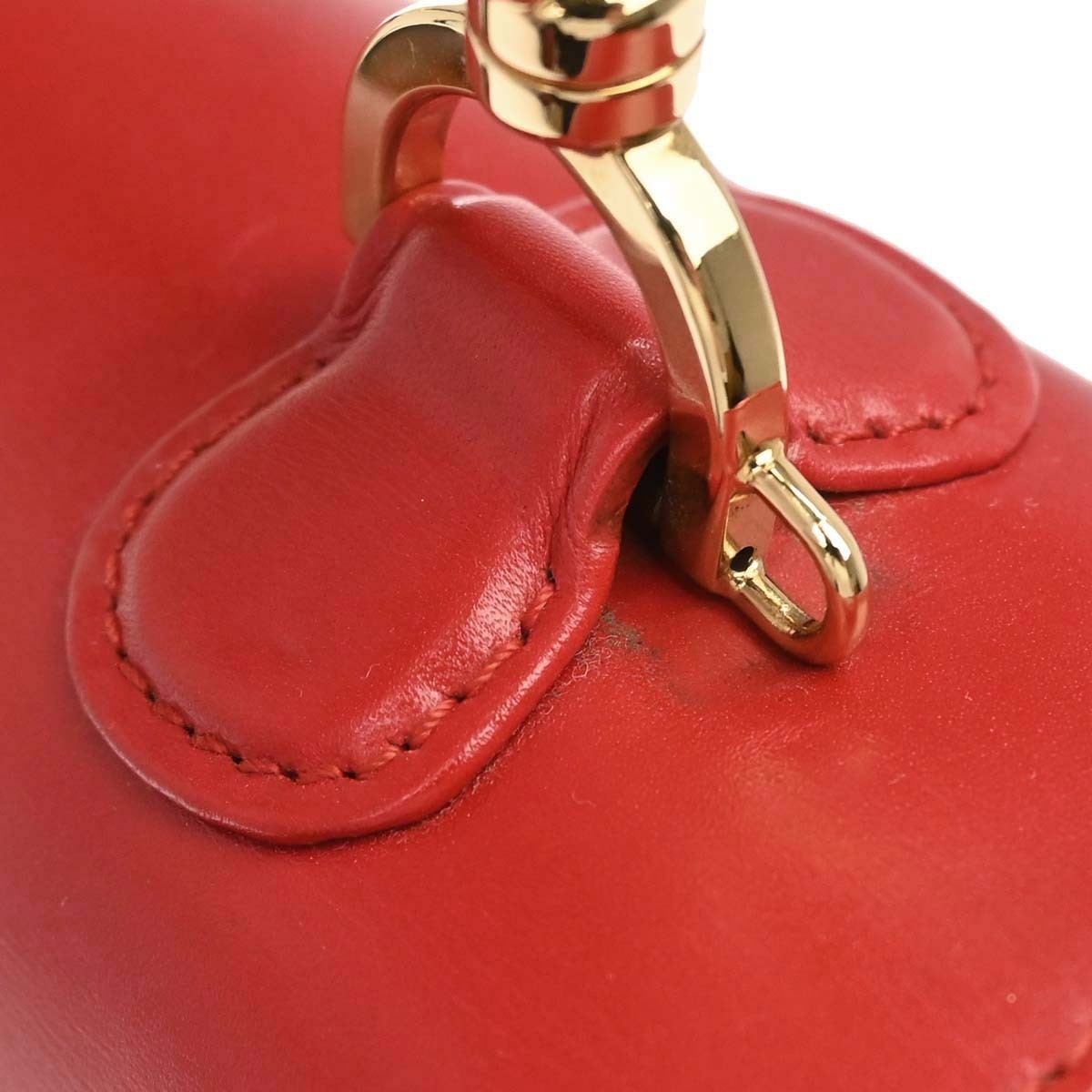 Gucci Vintage Convertible Bamboo Top Handle Leather, Red, Leather, Handbag
