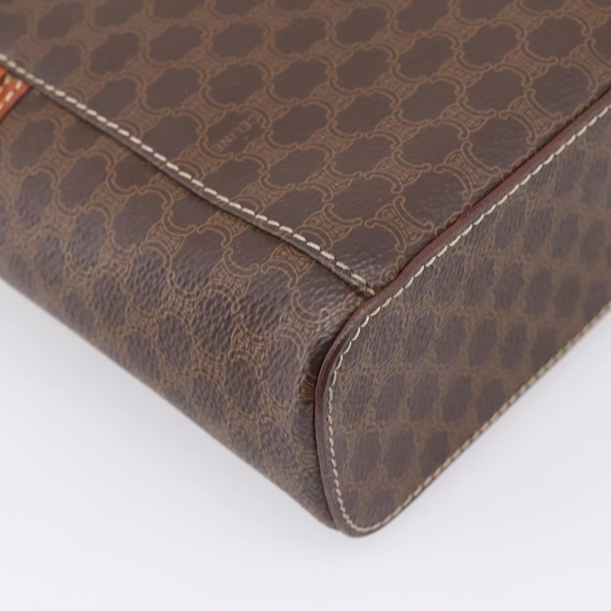 Celine Top Handle Vanity Box Triomphe Coated Canvas, Brown, Canvas, Handbag
