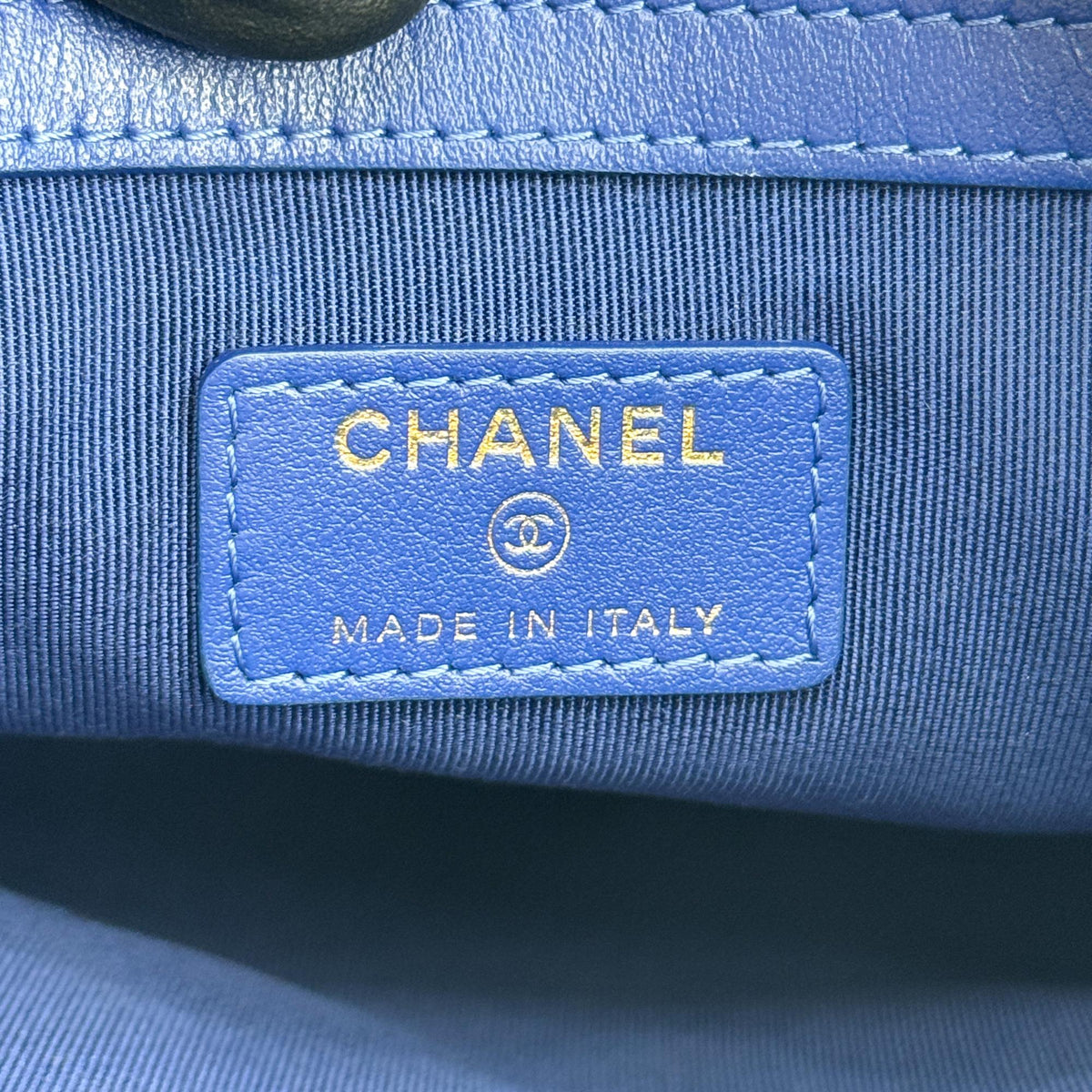 Chanel Boy O Case Clutch Quilted Caviar, Blue, Leather, Clutch