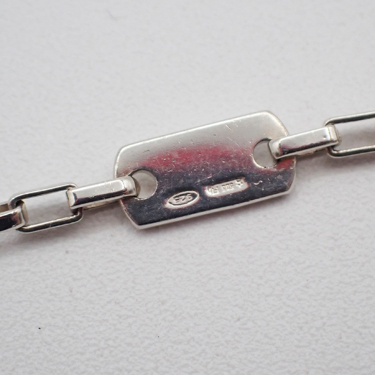 Gucci Logo Plate Sterling Silver, Silver, Silver, Necklace