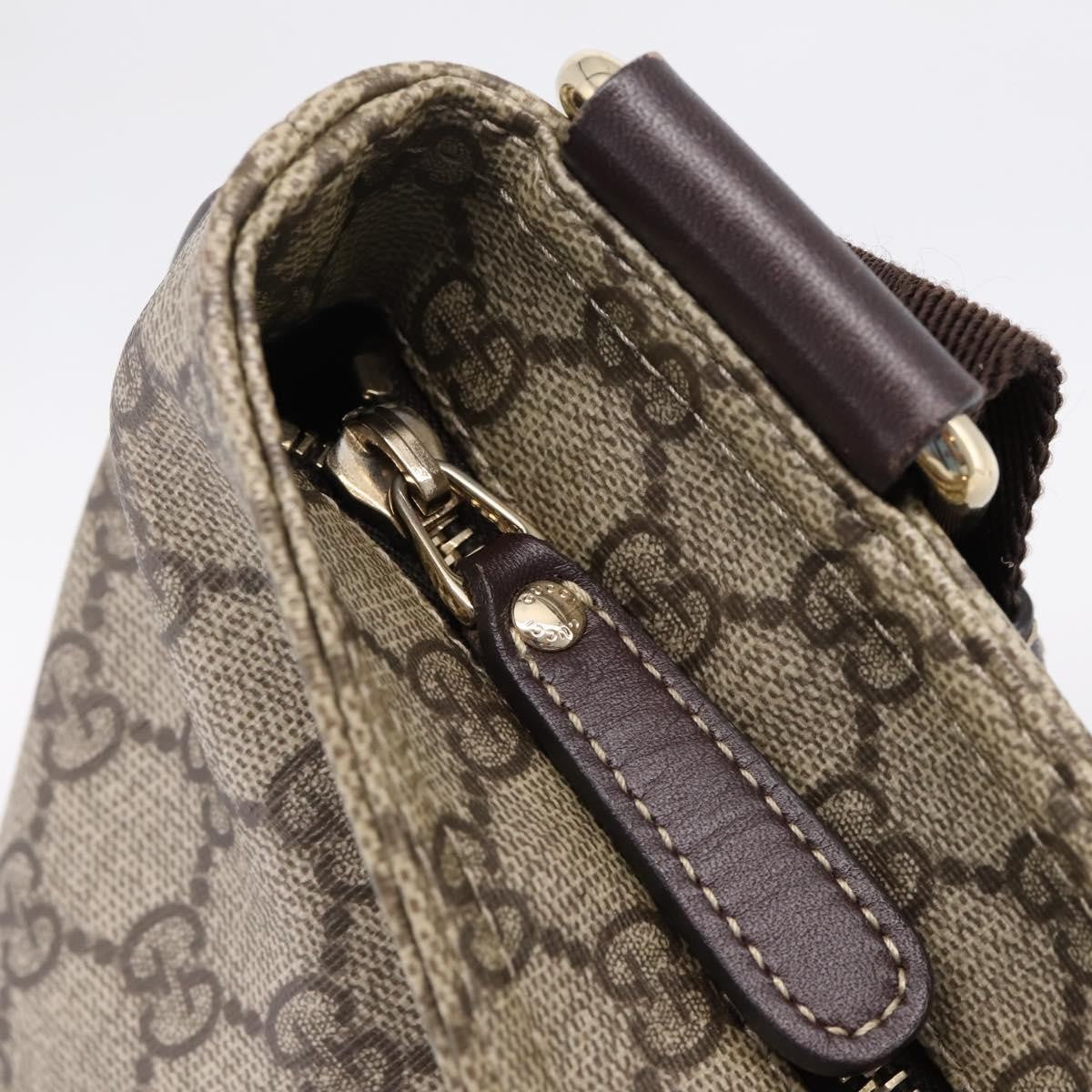 Gucci Zip Top Messenger GG Coated Canvas, Beige, Canvas, Handbag