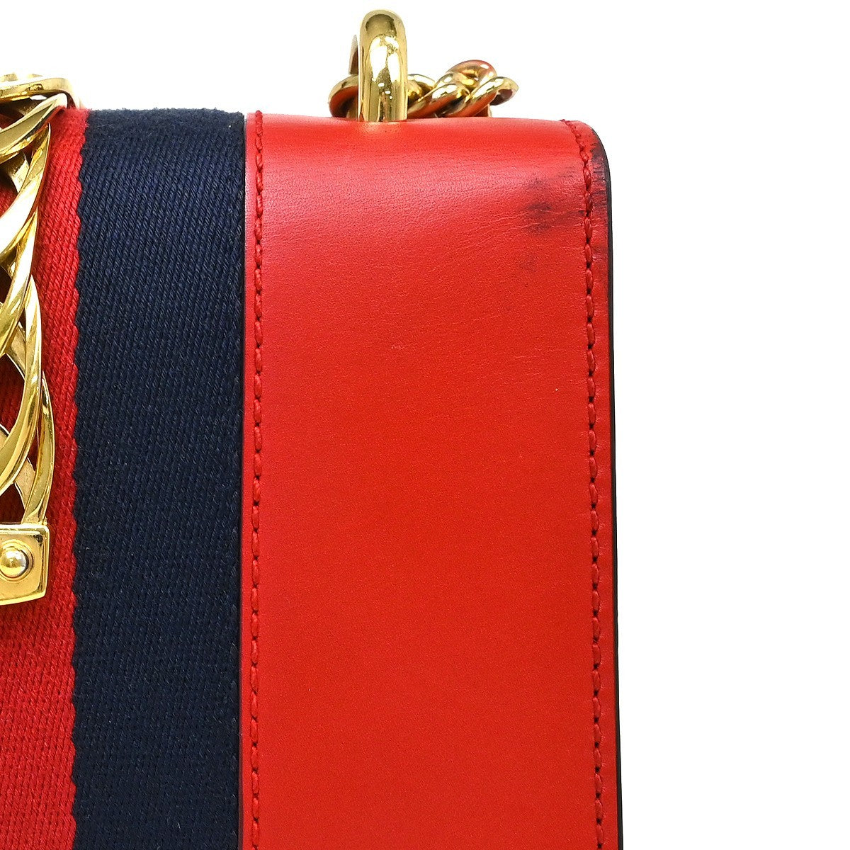 Gucci Sylvie Chain Leather, Red, Leather, Shoulder Bag