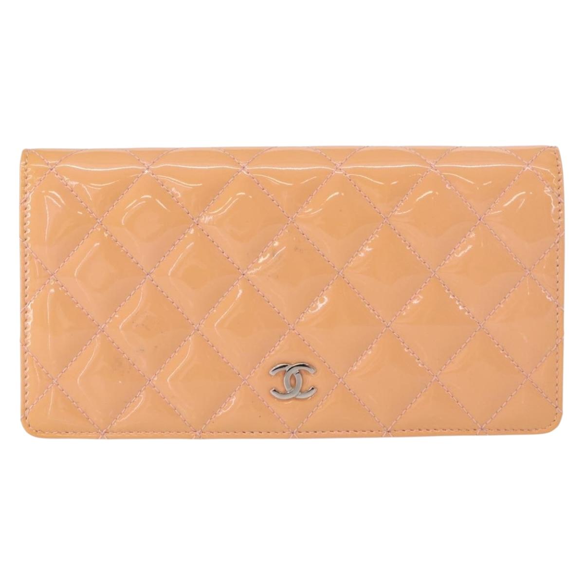 Chanel CC Wallet Quilted Patent, ORANGE, PATENT_LEATHER, Wallets
