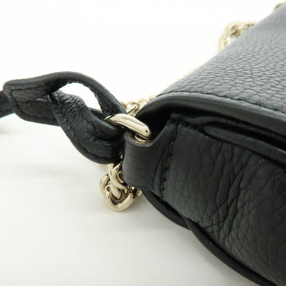 Gucci Soho Chain Leather, Black, Calfskin, Crossbody Bag