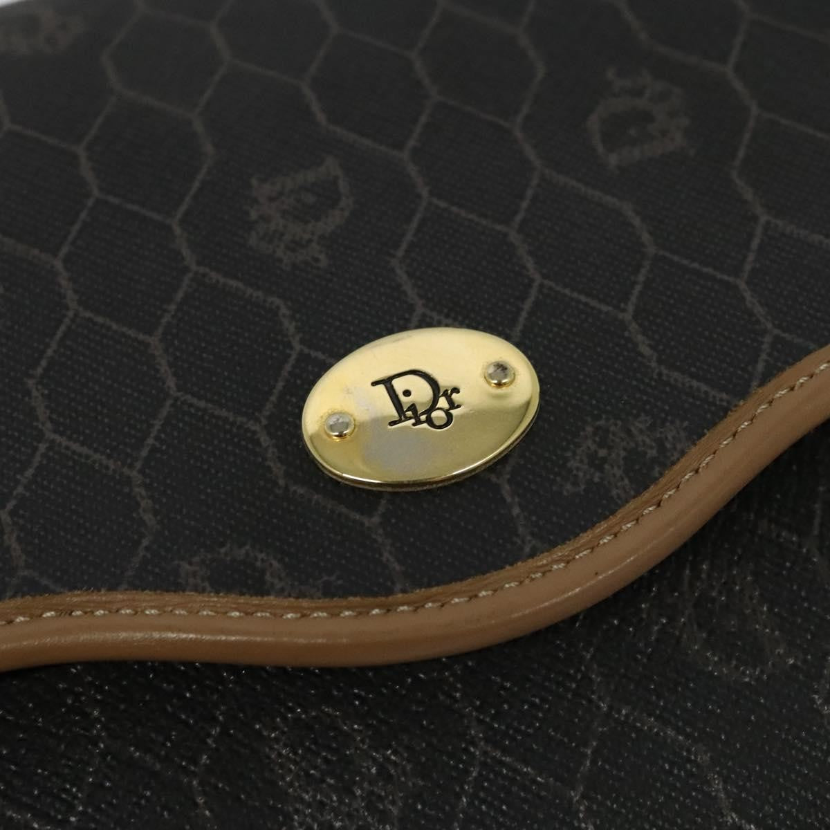 Christian Dior Vintage Honeycomb Flap Coated Canvas, Black, Canvas, Shoulder Bag