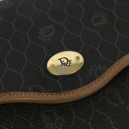 Christian Dior Vintage Honeycomb Flap Coated Canvas, Black, Canvas, Shoulder Bag