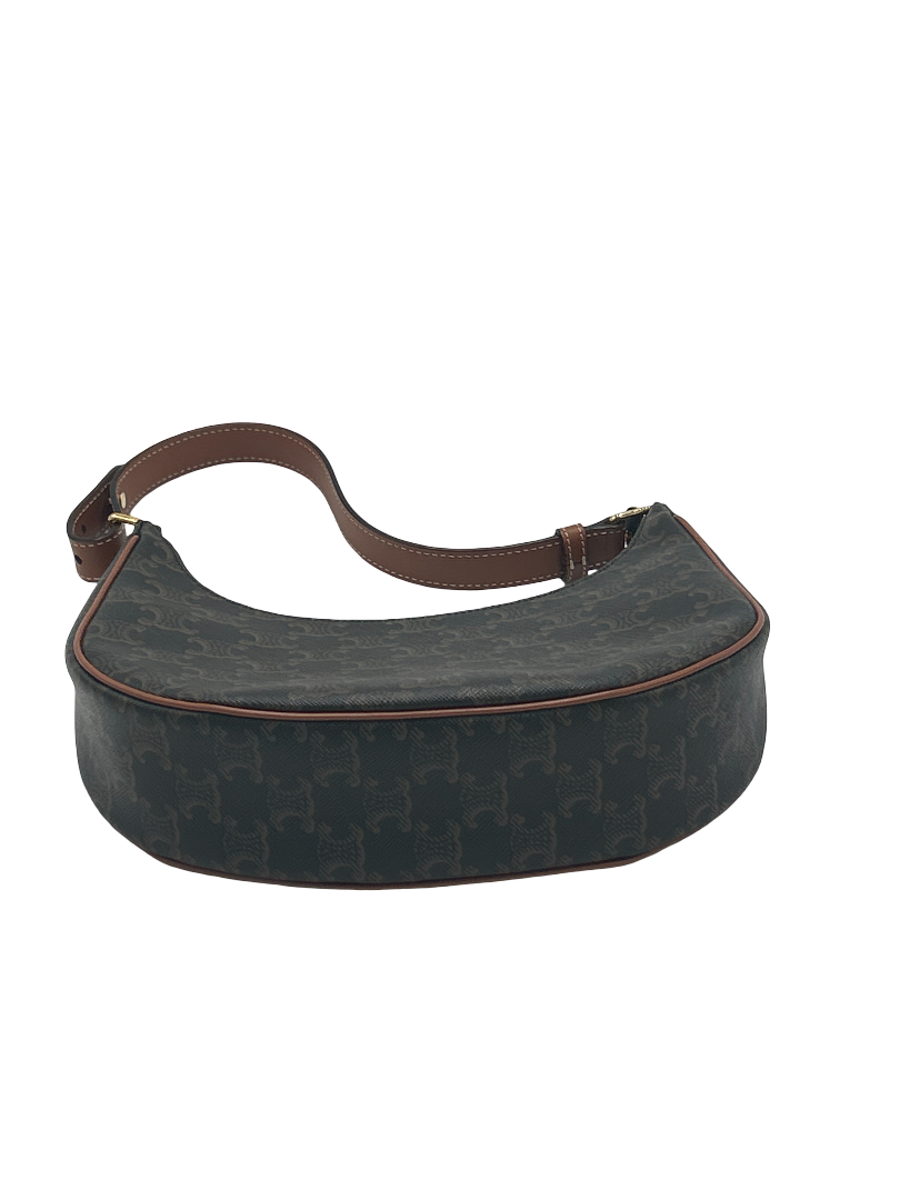 Celine Ava Triomphe Canvas, Brown, Leather, Shoulder Bag
