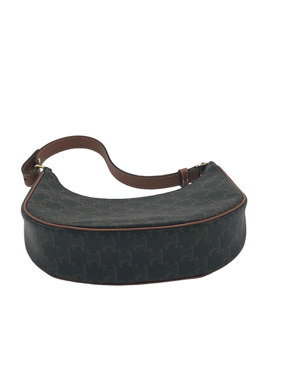 Celine Ava Triomphe Canvas, Brown, Leather, Shoulder Bag