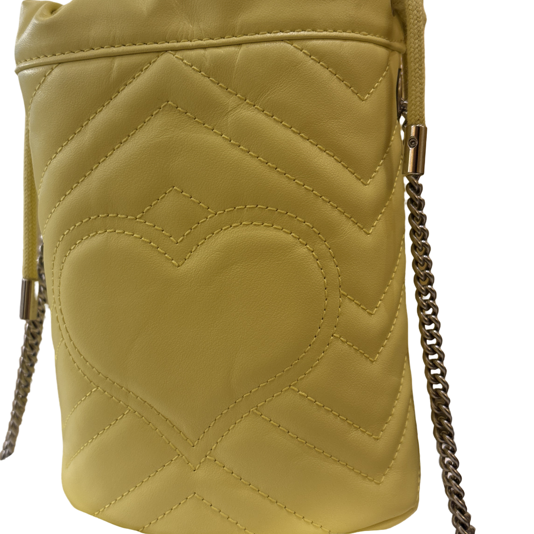 Gucci GG Marmont Chain Leather, Yellow, Leather, Crossbody Bag
