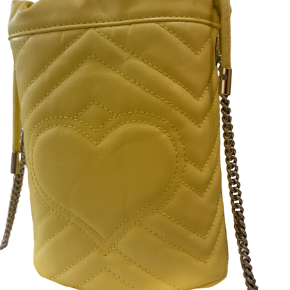 Gucci GG Marmont Chain Leather, Yellow, Leather, Crossbody Bag
