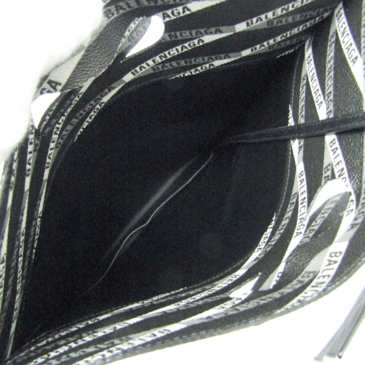 Balenciaga Fold Over Monogram Printed Leather, Black, Leather, Tote Bag