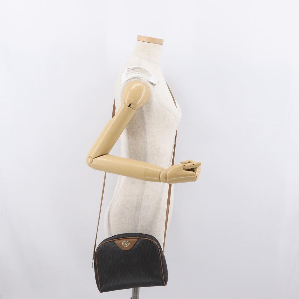 Christian Dior Vintage Honeycomb Canvas and Leather, Black, Canvas, Shoulder Bag