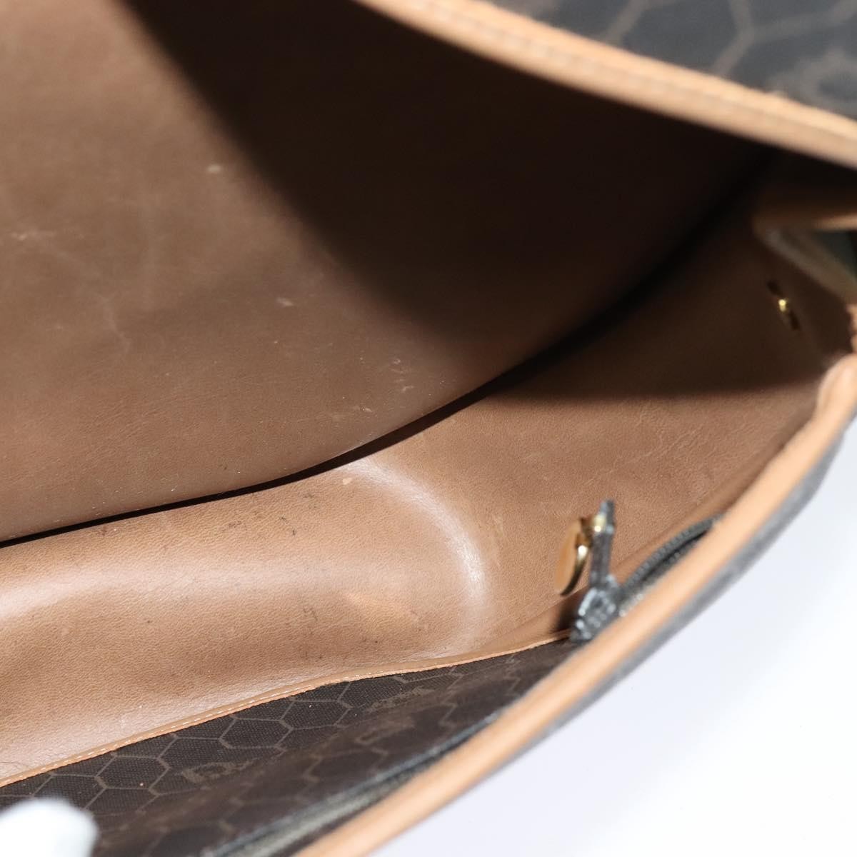 Christian Dior Vintage Honeycomb Flap Canvas and Leather, Black, Canvas, Shoulder Bag