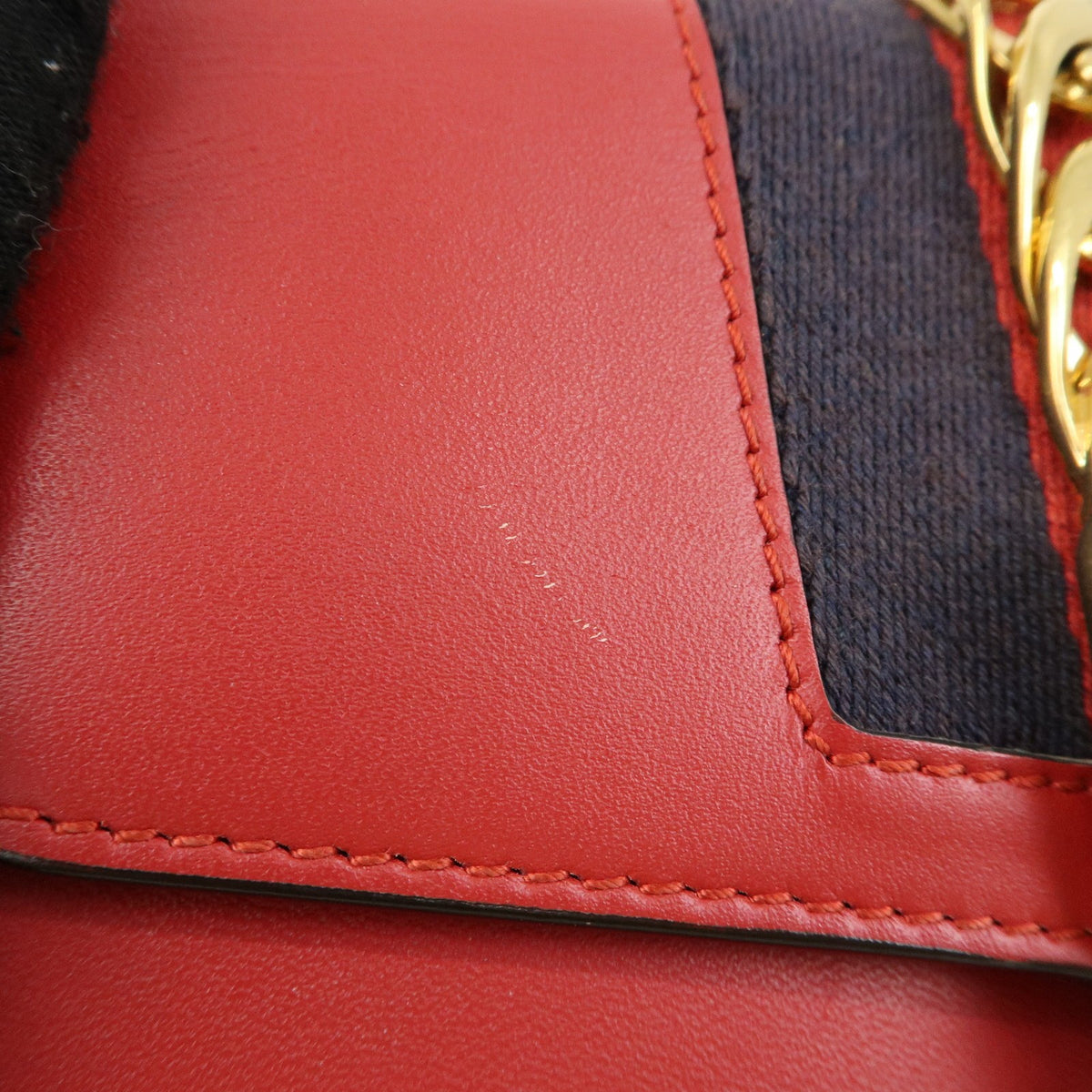 Gucci Sylvie Chain Leather, Red, Leather, Shoulder Bag