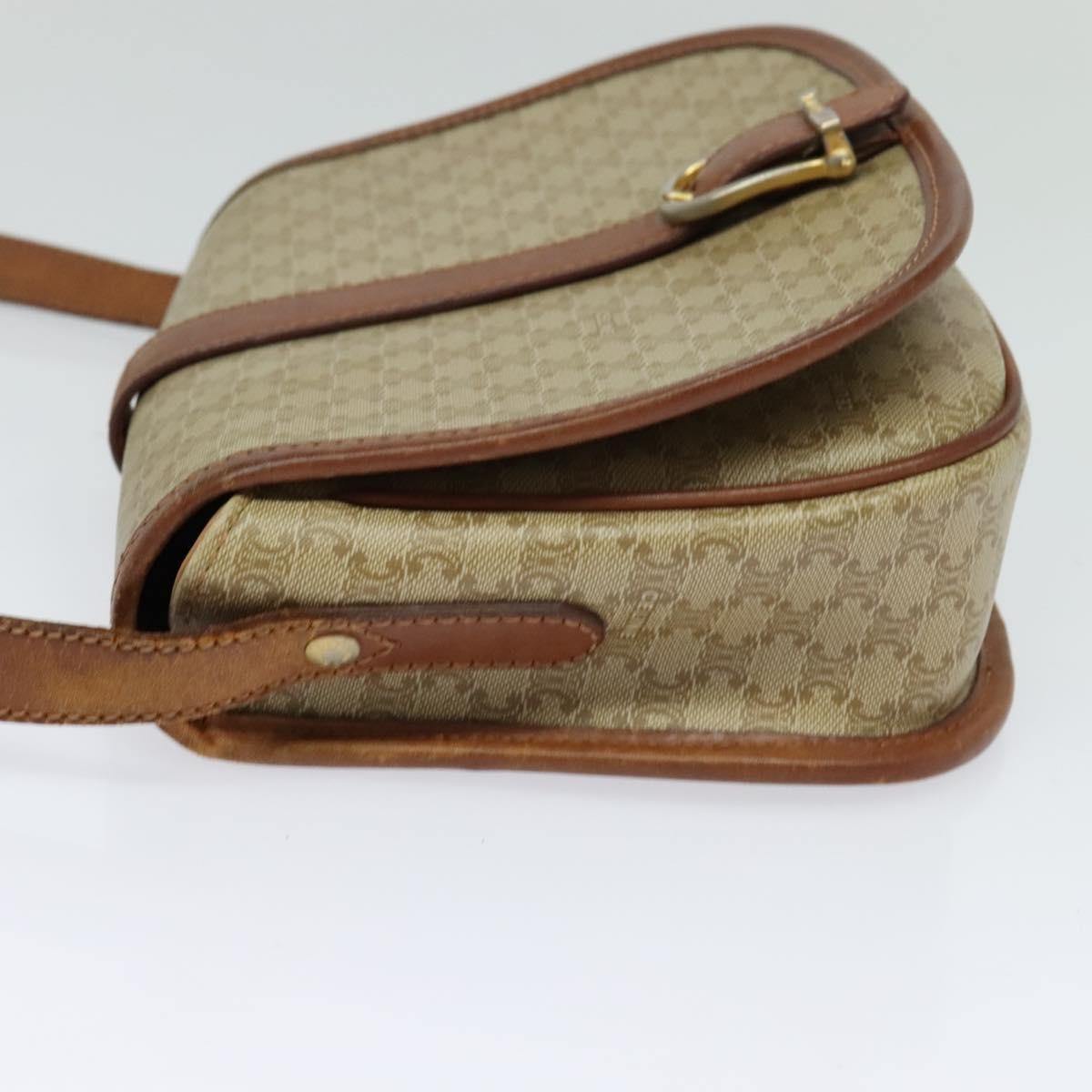 Celine Vintage Macadam Canvas and Leather, Beige, Canvas, Shoulder Bag