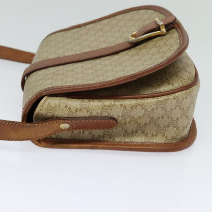 Celine Vintage Macadam Canvas and Leather, Beige, Canvas, Shoulder Bag