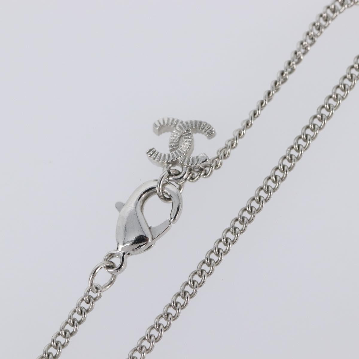 Chanel CC Ball Drop Pendant Metal with Crystals, Silver, Metal, Necklace