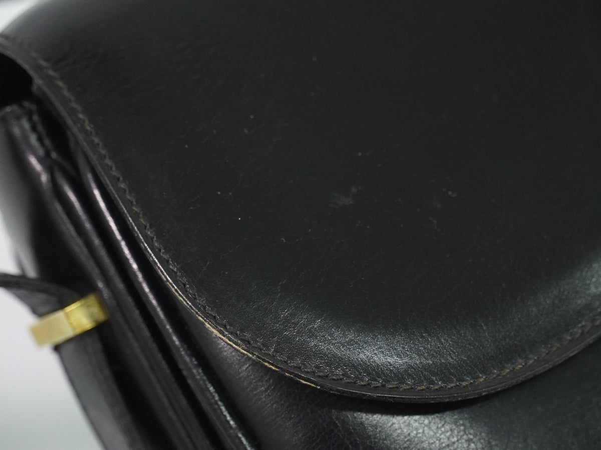 Celine Shoulder Leather, Black, Leather, Shoulder Bag