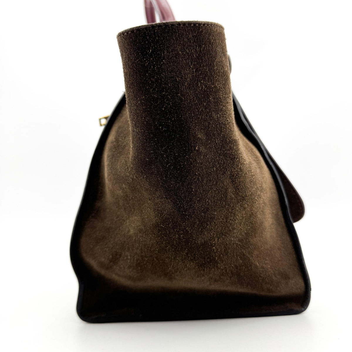 Celine Tricolor Trapeze Leather, Brown, Leather, Handbag