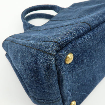 Prada Canapa Convertible Denim, Blue, Denim, Tote Bag