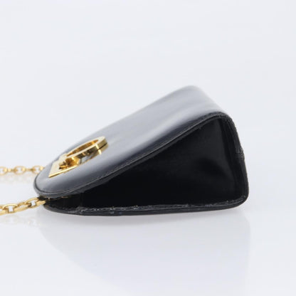 Salvatore Ferragamo Vintage Gancini Chain Patent Leather, Black, Patent Leather, Shoulder Bag